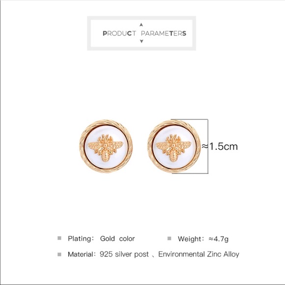 Acrylic Pearl Gold BEE Earring Bohemian Vintage - Picture 6 of 6